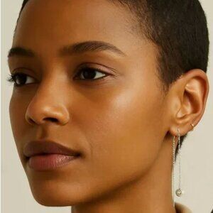 NWT Luv AJ Shell Coil Silver Threader Earrings
